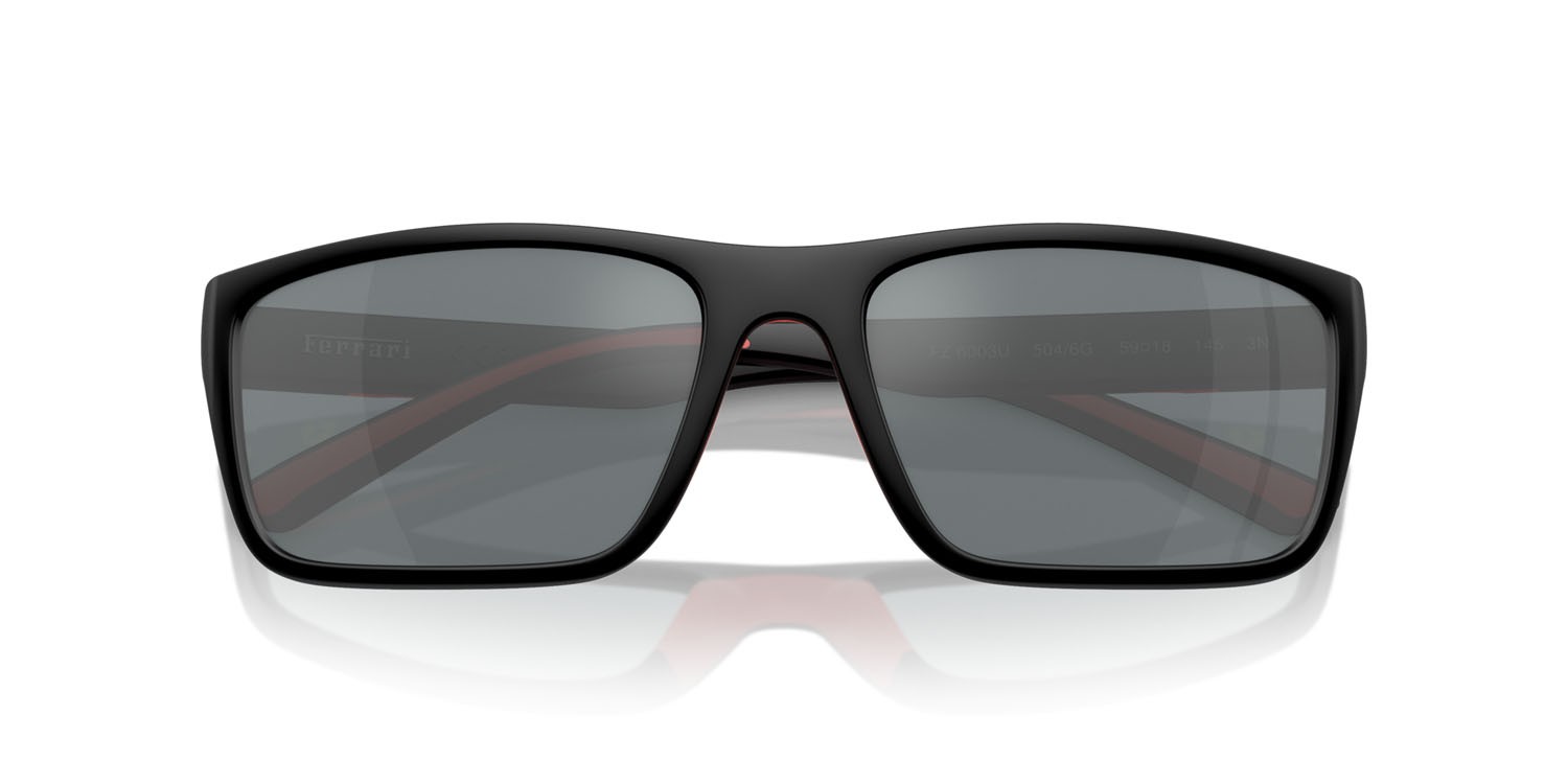 Occhiali da sole Ferrari Scuderia FZ 6003U (504/6G) colore nero opaco forma rettangolare lenti grigio nero specchiato