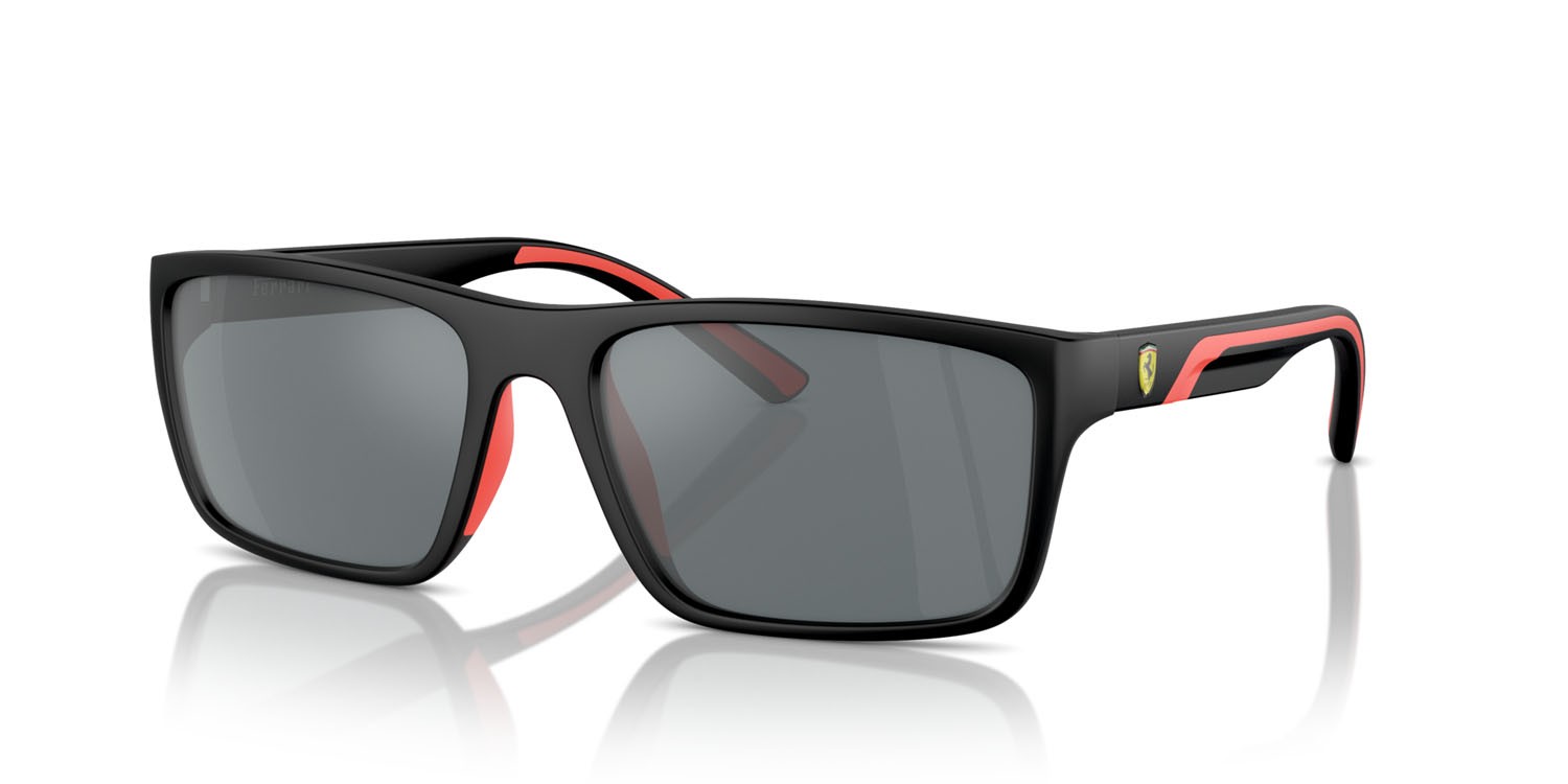 Occhiali da sole Ferrari Scuderia FZ 6003U (504/6G) colore nero opaco forma rettangolare lenti grigio nero specchiato