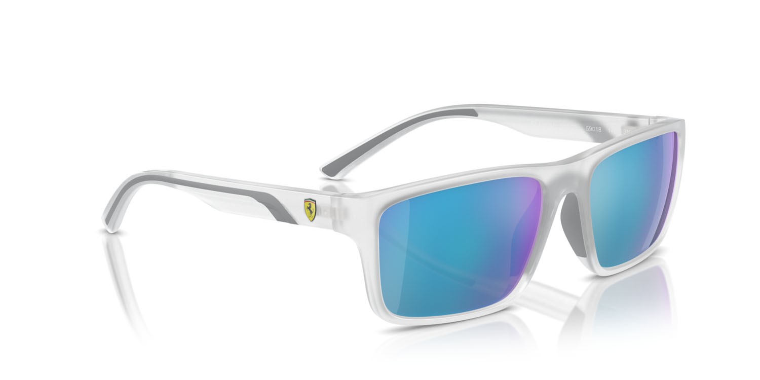 Occhiali da sole Ferrari Scuderia FZ 6003U (505/25) colore opal grey matte forma rettangolare lenti violet mirror blue
