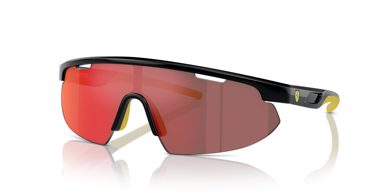 Occhiali da sole Ferrari Scuderia FZ 6004U (501/6Q) colore nero forma irregolare lenti red gold mirror