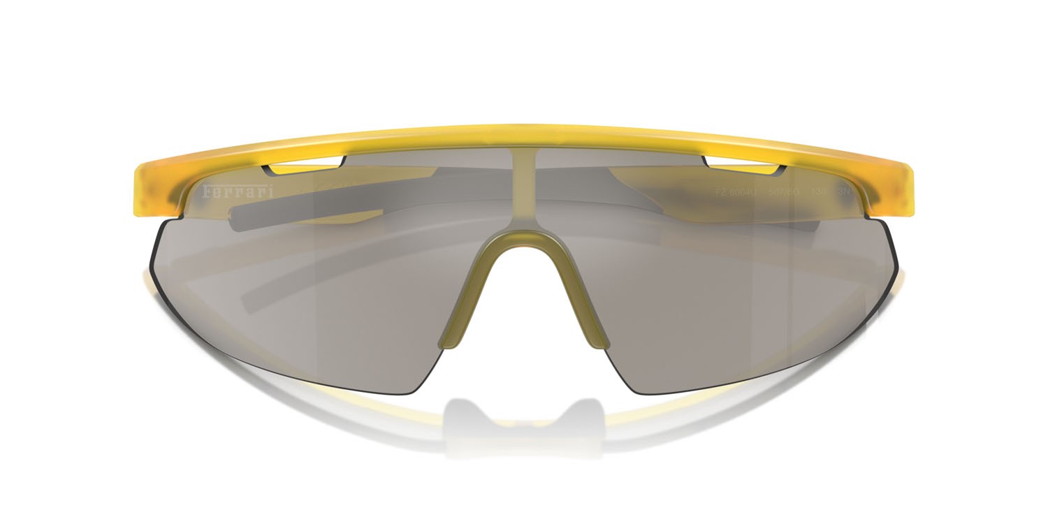 Occhiali da sole Ferrari Scuderia FZ 6004U (507/6G) colore opal matte yellow forma irregolare lenti argento a specchio