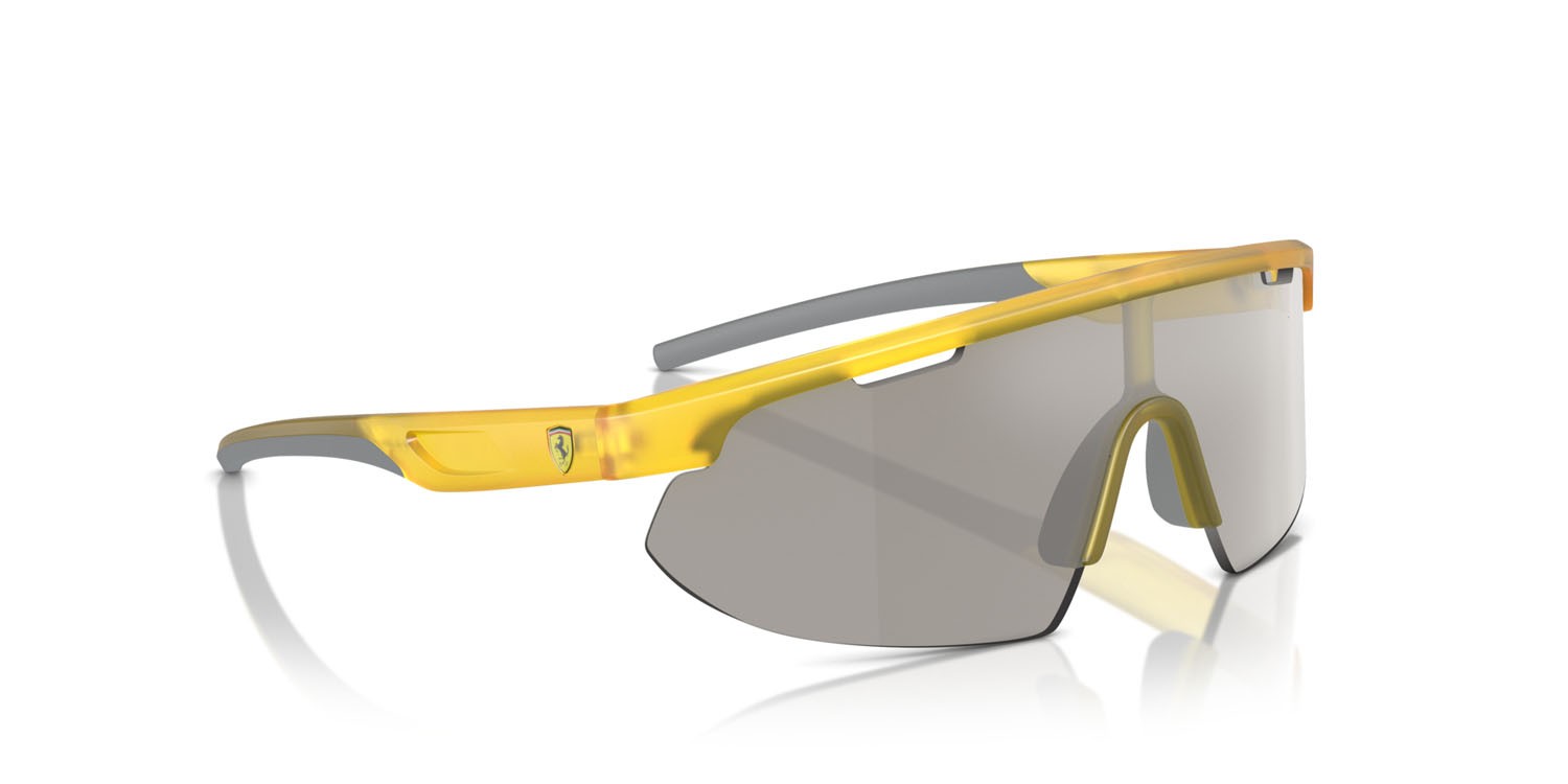 Occhiali da sole Ferrari Scuderia FZ 6004U (507/6G) colore opal matte yellow forma irregolare lenti argento a specchio