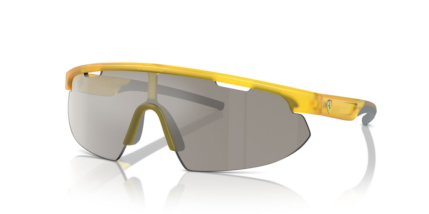 Occhiali da sole Ferrari Scuderia FZ 6004U (507/6G) colore opal matte yellow forma irregolare lenti argento a specchio