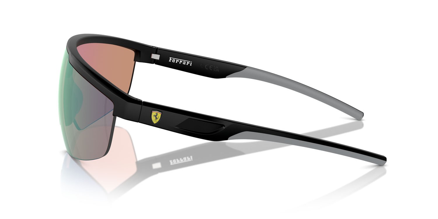 Occhiali da sole Ferrari Scuderia FZ 6005U (504/7V) colore nero opaco forma rettangolare lenti blue mirror violet