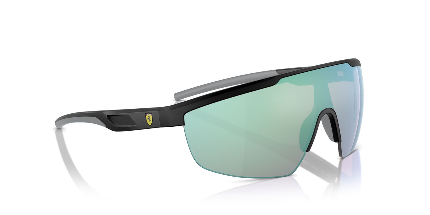 Occhiali da sole Ferrari Scuderia FZ 6005U (504/7V) colore nero opaco forma rettangolare lenti blue mirror violet