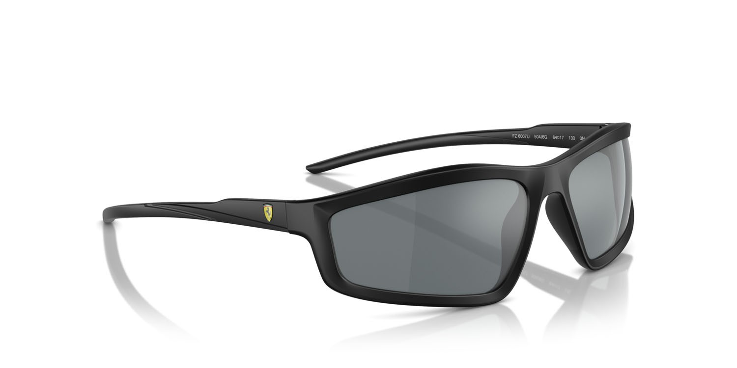 Occhiali da sole Ferrari Scuderia FZ 6007U (504/6G) colore nero opaco forma irregolare lenti grigio nero specchiato
