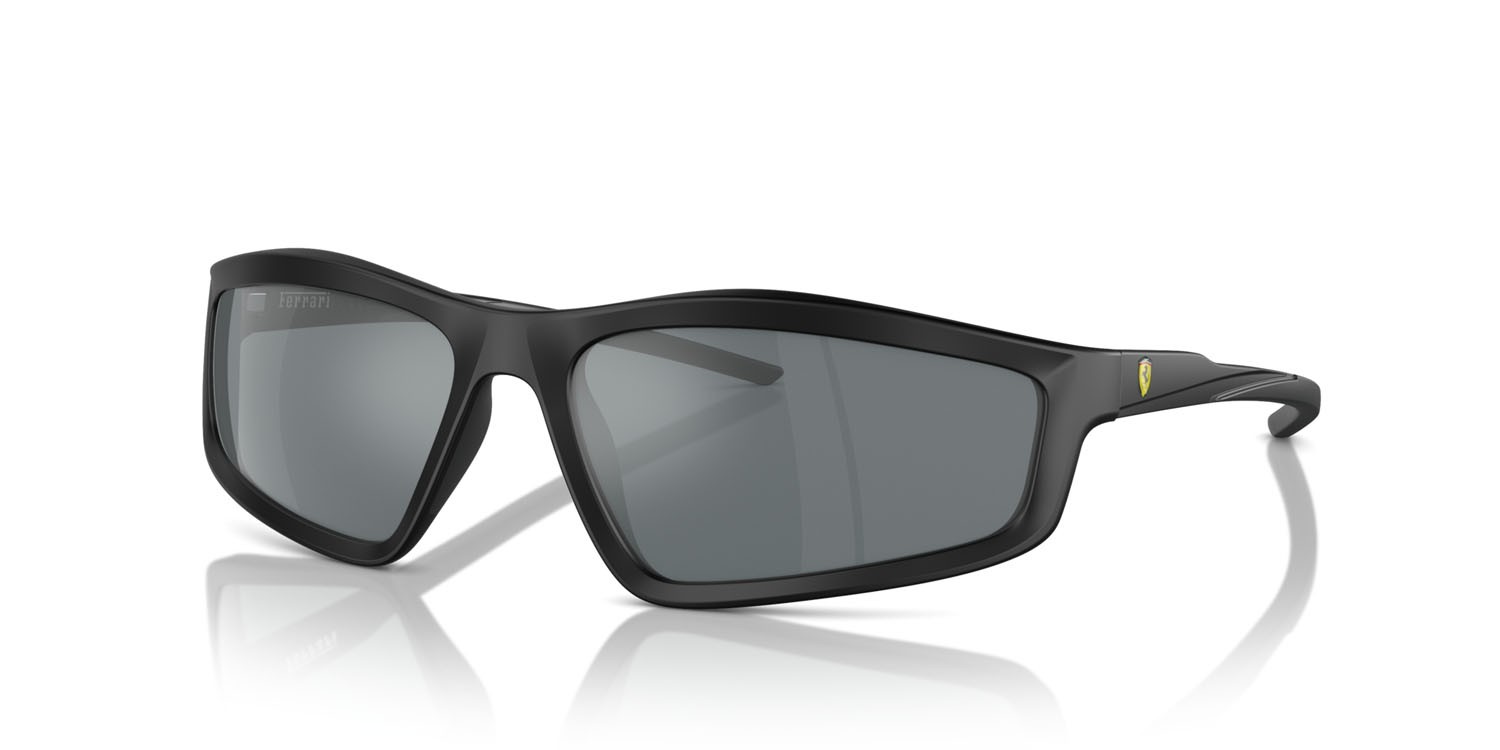 Occhiali da sole Ferrari Scuderia FZ 6007U (504/6G) colore nero opaco forma irregolare lenti grigio nero specchiato