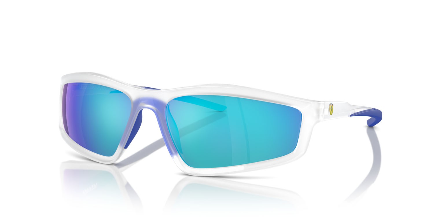 Occhiali da sole Ferrari Scuderia FZ 6007U (505/25) colore grigio trasparente forma irregolare lenti blu a specchio