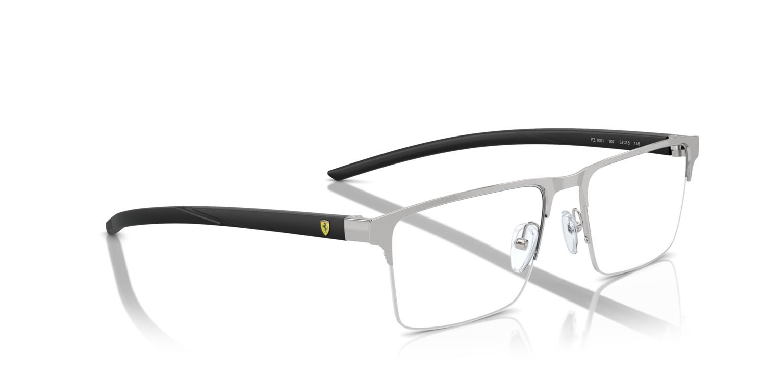 Occhiali da vista Ferrari Scuderia FZ 7001 (107) colore argento spazzolato forma quadrato lenti lente demo