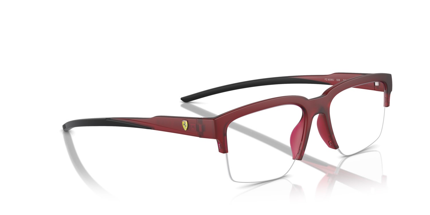 Occhiali da vista Ferrari Scuderia FZ 8008U (508) colore rosso opaco opalino forma irregolare lenti lente demo
