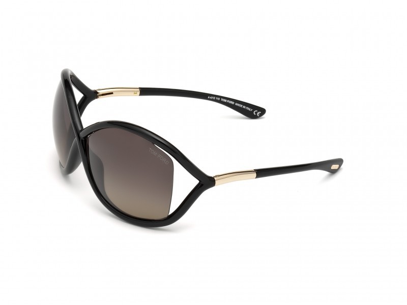 Sunglasses Tom Ford Whitney FT0009 (01D) color nero lucido shape geometric lenses fumo polar.
