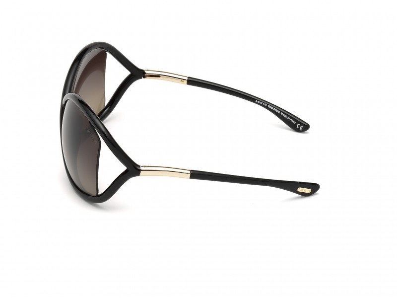 Sunglasses Tom Ford Whitney FT0009 (01D) color nero lucido shape geometric lenses fumo polar.