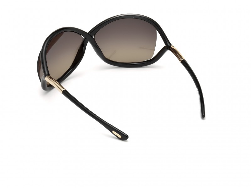 Sunglasses Tom Ford Whitney FT0009 (01D) color nero lucido shape geometric lenses fumo polar.