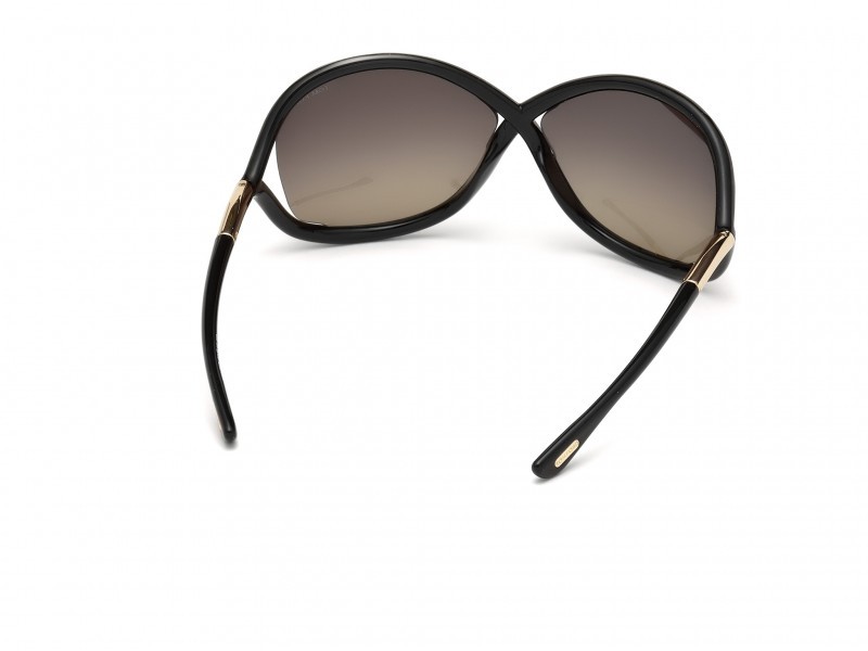 Sunglasses Tom Ford Whitney FT0009 (01D) color nero lucido shape geometric lenses fumo polar.