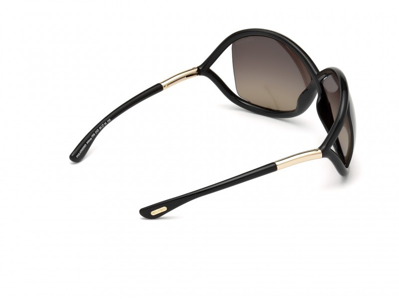 Sunglasses Tom Ford Whitney FT0009 (01D) color nero lucido shape geometric lenses fumo polar.