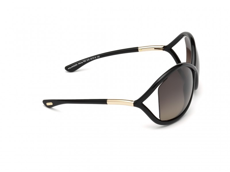 Sunglasses Tom Ford Whitney FT0009 (01D) color nero lucido shape geometric lenses fumo polar.