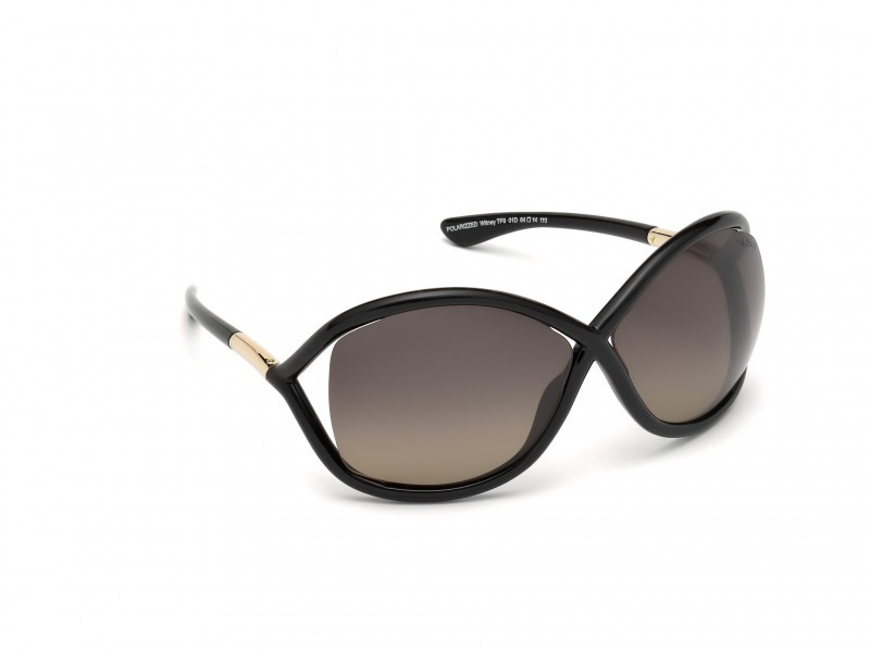 Sunglasses Tom Ford Whitney FT0009 (01D) color nero lucido shape geometric lenses fumo polar.