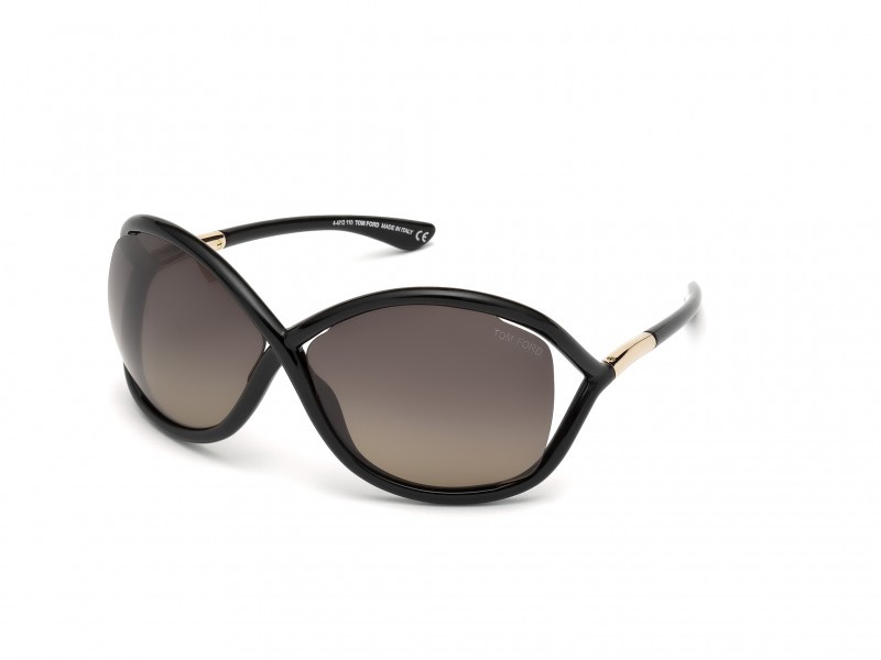 Sunglasses Tom Ford Whitney FT0009 (01D) color nero lucido shape geometric lenses fumo polar.
