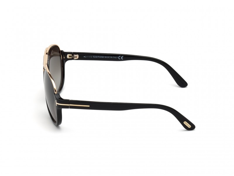 Sunglasses Tom Ford Dimitry FT0334 (01P) color nero lucido shape aviator lenses verde grad.