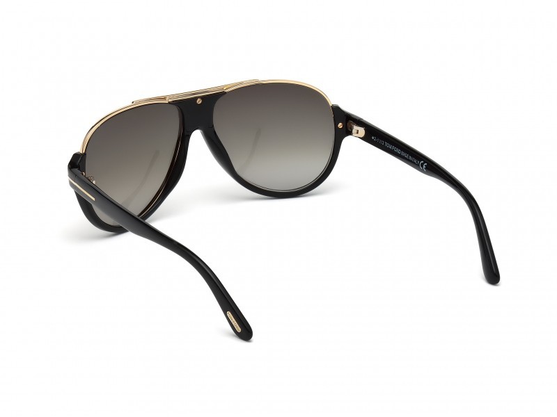 Sunglasses Tom Ford Dimitry FT0334 (01P) color nero lucido shape aviator lenses verde grad.