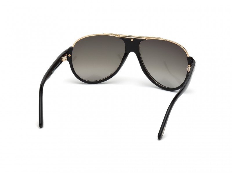 Sunglasses Tom Ford Dimitry FT0334 (01P) color nero lucido shape aviator lenses verde grad.