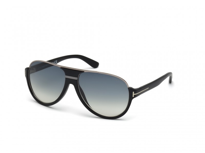 Sonnenbrillen Tom Ford Dimitry FT0334 (02W) farbe nero opaco form aviator gläser blu grad.