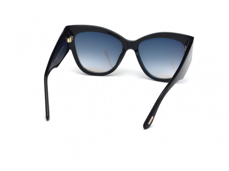Sonnenbrillen Tom Ford Anoushka FT0371 (01B) farbe nero lucido form schmetterling gläser fumo grad.