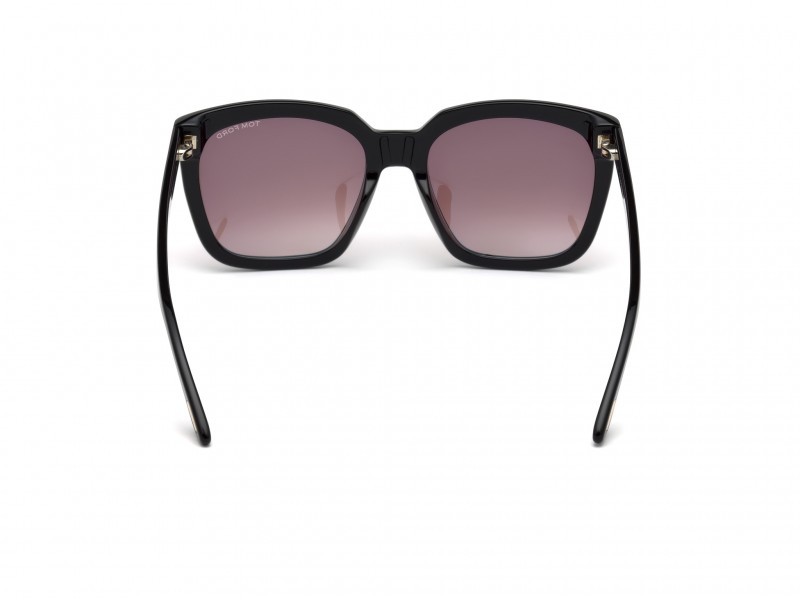 Sunglasses Tom Ford Amarra FT0502 (01T) color nero lucido  shape geometric lenses bordeaux grad.