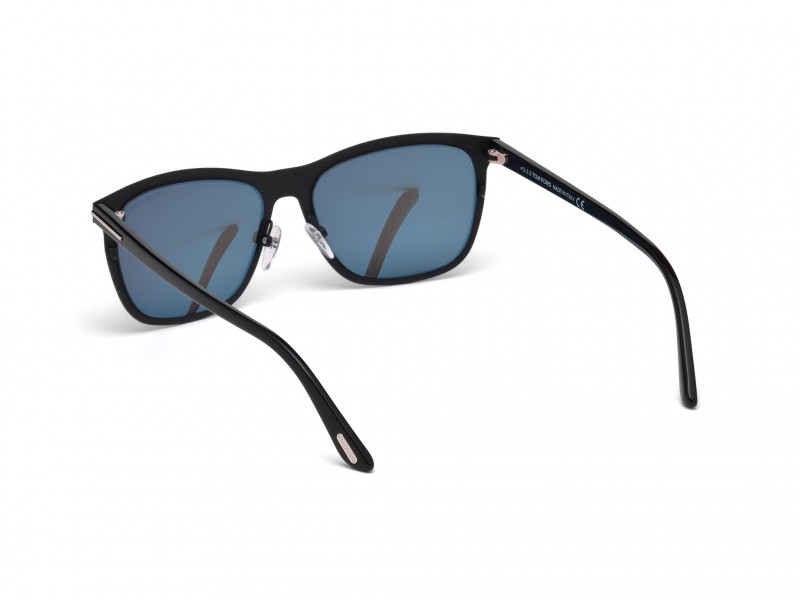 Sunglasses Tom Ford Alasdhair FT0526 (02A) color nero opaco shape geometric lenses fumo