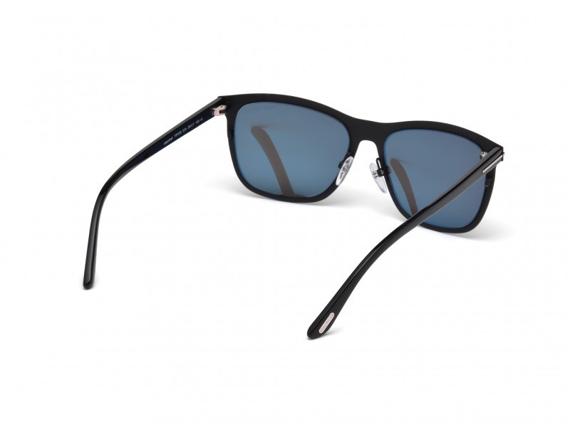 Sunglasses Tom Ford Alasdhair FT0526 (02A) color nero opaco shape geometric lenses fumo