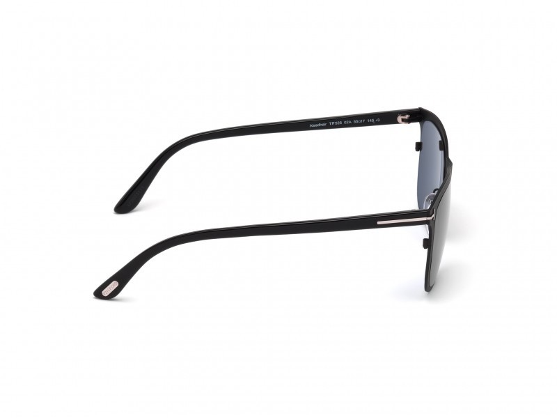 Sunglasses Tom Ford Alasdhair FT0526 (02A) color nero opaco shape geometric lenses fumo