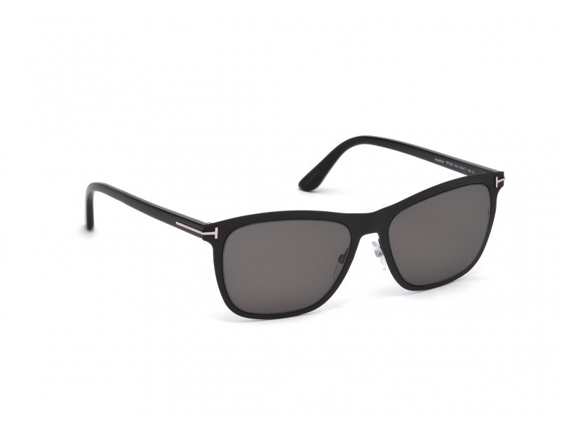 Sunglasses Tom Ford Alasdhair FT0526 (02A) color nero opaco shape geometric lenses fumo