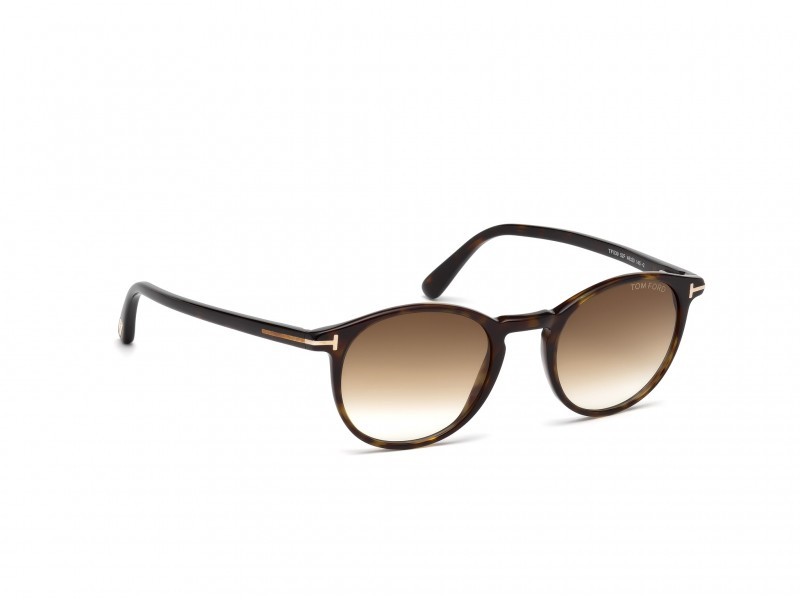Occhiali da sole Tom Ford Andrea-02 FT0539 (52F) colore avana scura forma rotondo lenti marrone grad.