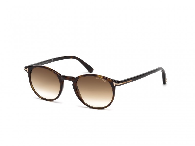Occhiali da sole Tom Ford Andrea-02 FT0539 (52F) colore avana scura forma rotondo lenti marrone grad.