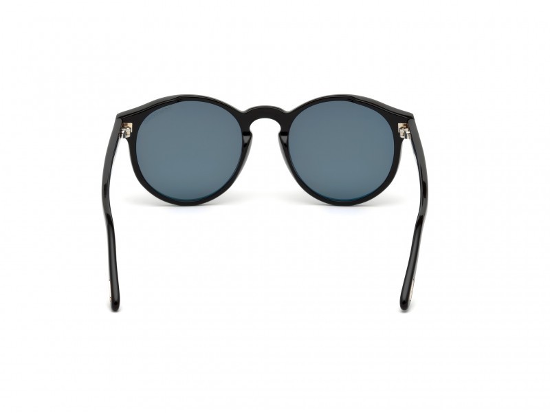 Occhiali da sole Tom Ford Ian-02 FT0591 (01A) colore nero lucido forma rotondo lenti fumo 