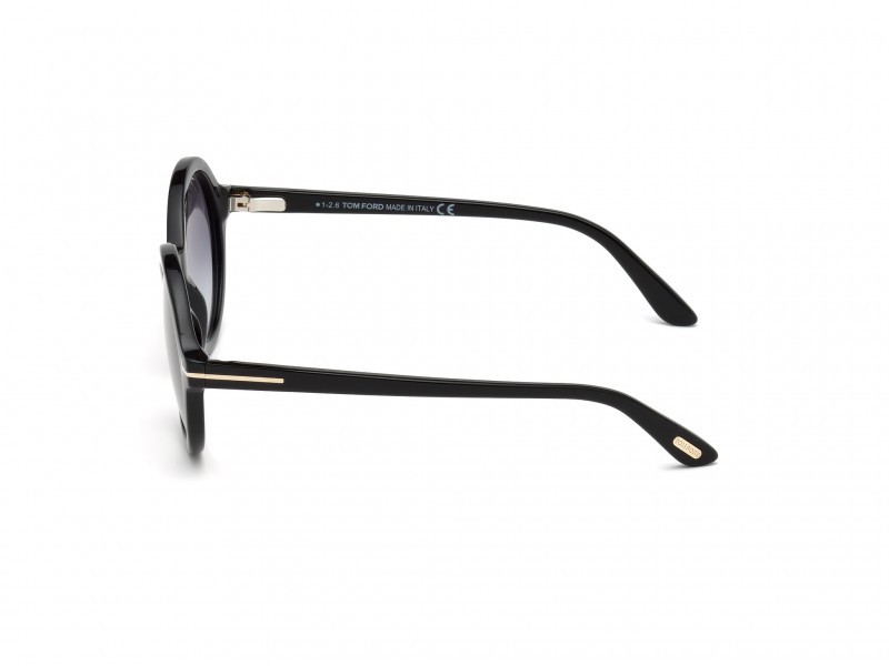 Occhiali da sole Tom Ford Nicolette-02 FT0602 (001) colore nero lucido forma rotondo lenti fumo 