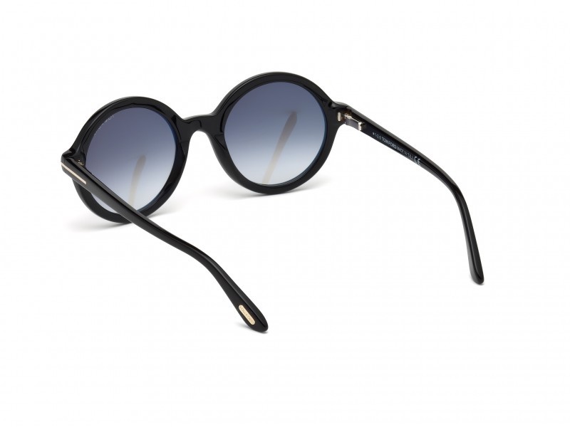 Occhiali da sole Tom Ford Nicolette-02 FT0602 (001) colore nero lucido forma rotondo lenti fumo 