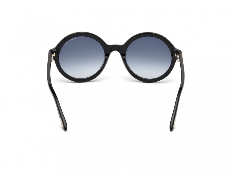 Occhiali da sole Tom Ford Nicolette-02 FT0602 (001) colore nero lucido forma rotondo lenti fumo 