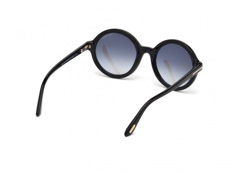 Occhiali da sole Tom Ford Nicolette-02 FT0602 (001) colore nero lucido forma rotondo lenti fumo 