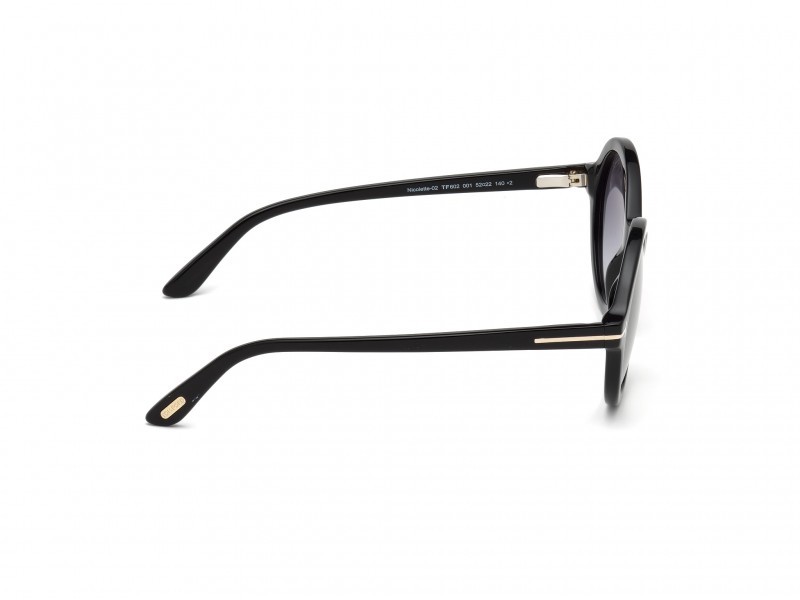 Occhiali da sole Tom Ford Nicolette-02 FT0602 (001) colore nero lucido forma rotondo lenti fumo 