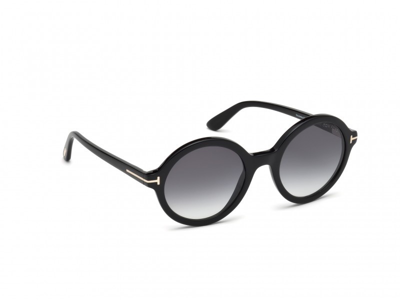 Occhiali da sole Tom Ford Nicolette-02 FT0602 (001) colore nero lucido forma rotondo lenti fumo 