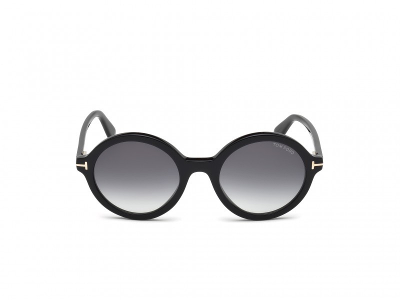 Occhiali da sole Tom Ford Nicolette-02 FT0602 (001) colore nero lucido forma rotondo lenti fumo 