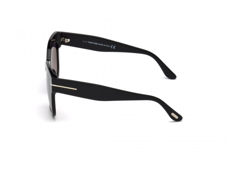 Sunglasses Tom Ford Beatrix-02 FT0613 (01C) color nero lucido shape geometric lenses fumo specchiato
