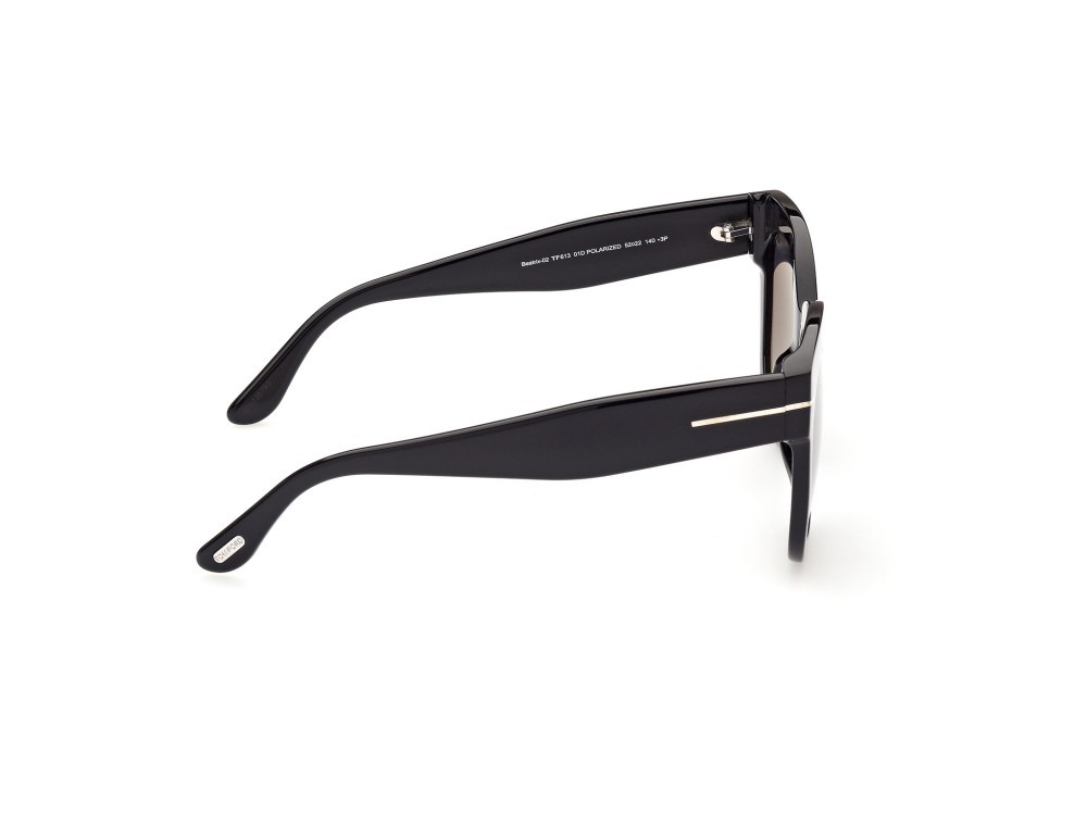 Sunglasses Tom Ford Beatrix-02 FT0613 (01D) color nero lucido shape geometric lenses fumo polar.