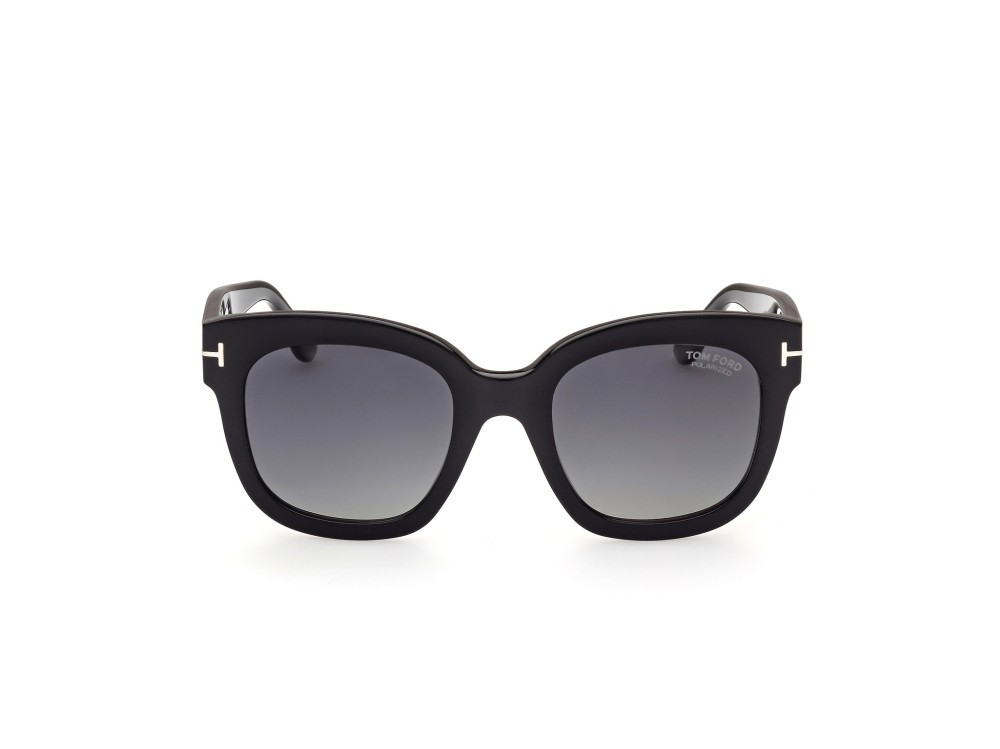 Sunglasses Tom Ford Beatrix-02 FT0613 (01D) color nero lucido shape geometric lenses fumo polar.