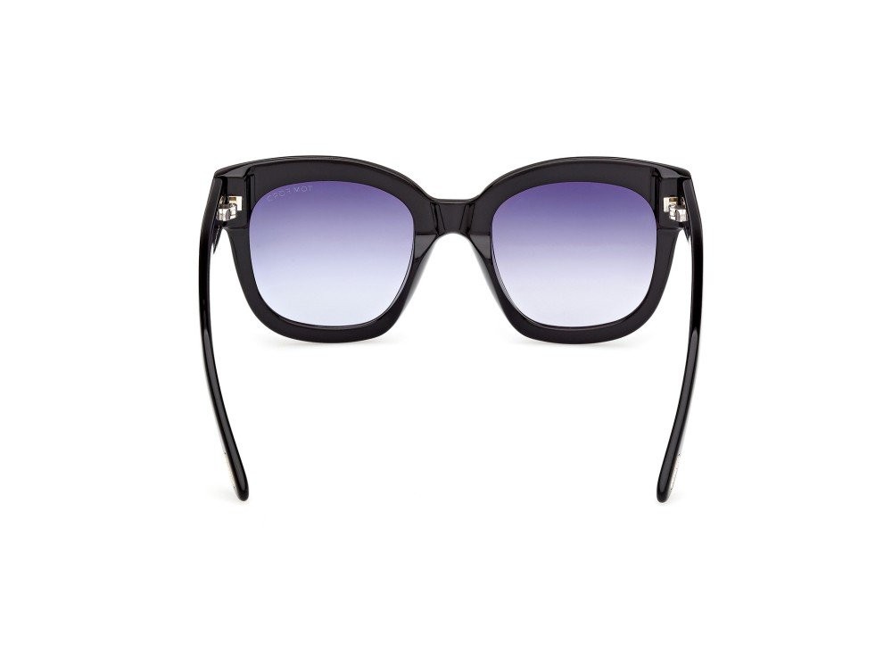 Sunglasses Tom Ford Beatrix-02 FT0613 (01W) color nero lucido  shape geometric lenses blu sfumato
