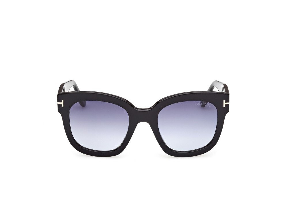 Sunglasses Tom Ford Beatrix-02 FT0613 (01W) color nero lucido  shape geometric lenses blu sfumato