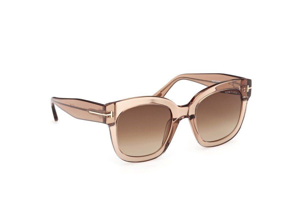 Sunglasses Tom Ford Beatrix-02 FT0613 (45k) color marrone chiaro lucido shape geometric lenses marrone sfumato
