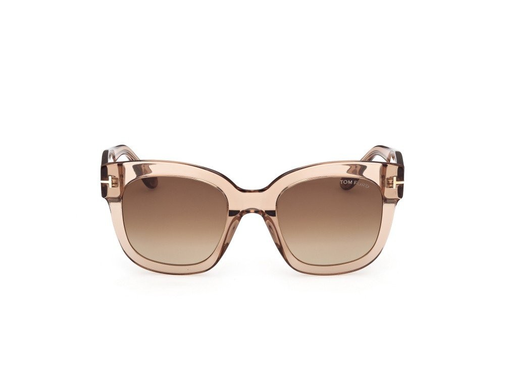 Sunglasses Tom Ford Beatrix-02 FT0613 (45k) color marrone chiaro lucido shape geometric lenses marrone sfumato