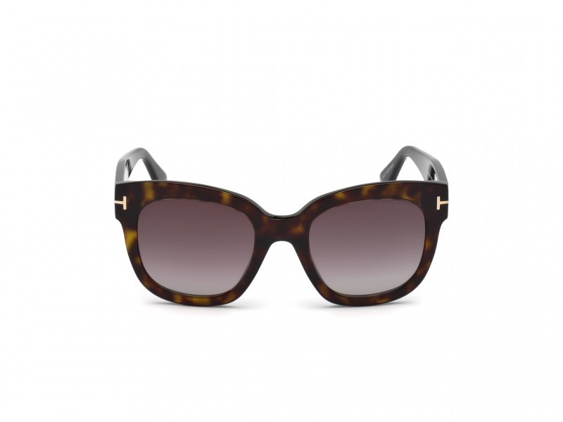Sunglasses Tom Ford Beatrix-02 FT0613 (52T) color avana scura shape geometric lenses bordeaux grad.